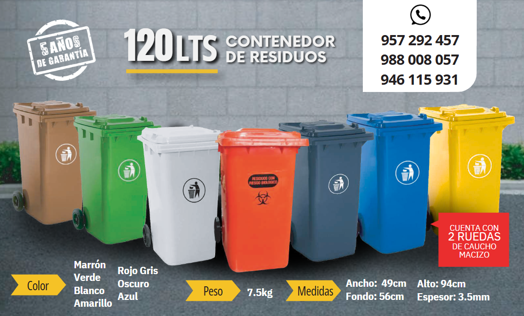 Nuestro CONTENEDOR DE BASURA CON PEDAL está elaborado a base de polietileno de alta densidad.