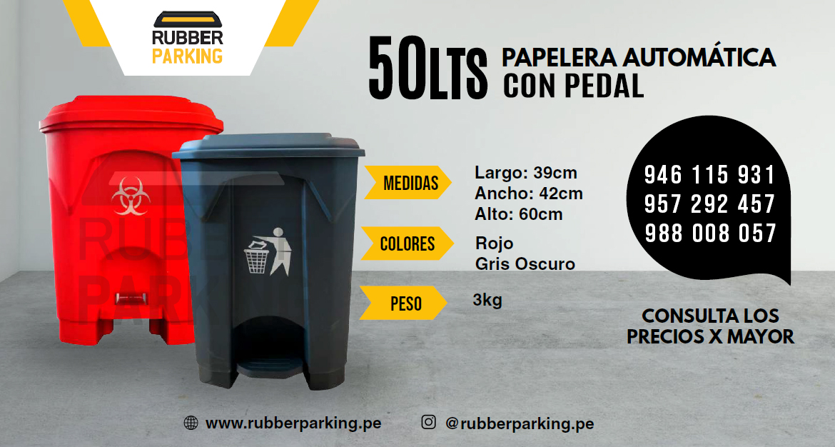 Nuestro CONTENEDOR DE BASURA CON PEDAL está elaborado a base de polietileno de alta densidad.